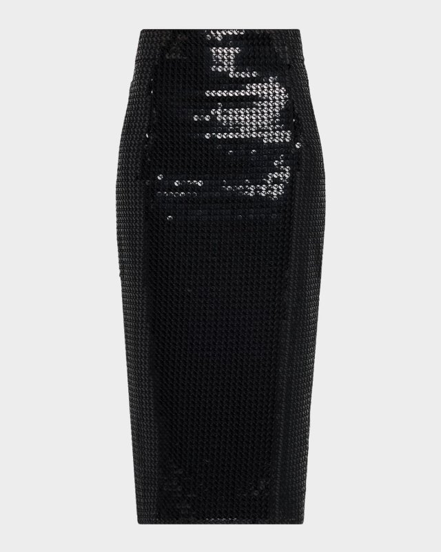 Corded Sequin Midi Skirt